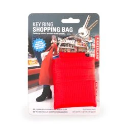 KIKKERLAND Key Ring Shopping Bag Red -Kikkerland BB103 RD KEYCHAINSHOPPINGBAG PKG