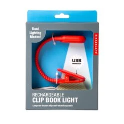KIKKERLAND Rechargeable Clip Book Light Red -Kikkerland BL13 RD EU 2