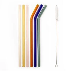 KIKKERLAND Colorful Reusable Glass Straws