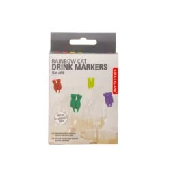 KIKKERLAND RAINBOW CAT DRINK MARKERS S/8 -Kikkerland CU296 CatDrinkMarkers