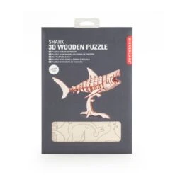 KIKKERLAND Shark 3D Wooden Puzzle -Kikkerland GG111 Shark PKG front WB