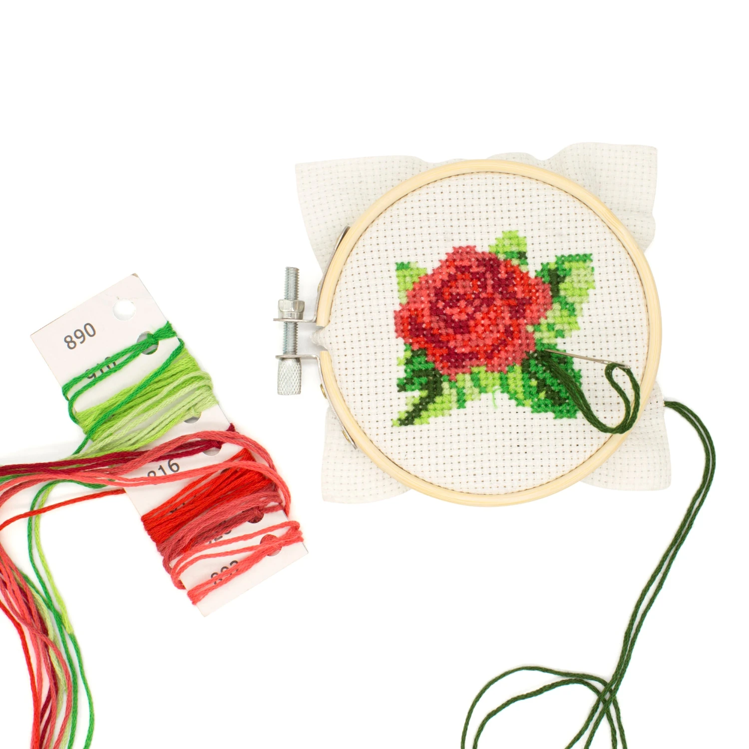 KIKKERLAND Mini Cross Stitch Embroidery Kit - Rose 4 KIKKERLAND Mini Cross Stitch Embroidery Kit - Rose - Image 2