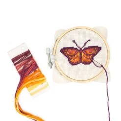 KIKKERLAND Mini Cross Stitch Embroidery Kit - Butterfly -Kikkerland GG179