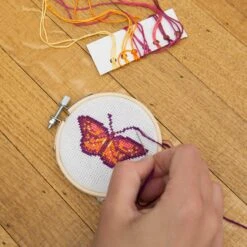 KIKKERLAND Mini Cross Stitch Embroidery Kit - Butterfly