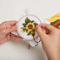 KIKKERLAND Mini Cross Stitch Embroidery Kit - Sunflower
