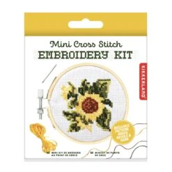 KIKKERLAND Mini Cross Stitch Embroidery Kit - Sunflower 7 KIKKERLAND Mini Cross Stitch Embroidery Kit - Sunflower -Kikkerland GG228 2