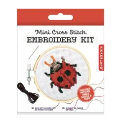 KIKKERLAND Mini Cross Stitch Embroidery Kit - Ladybug -Kikkerland GG229 2