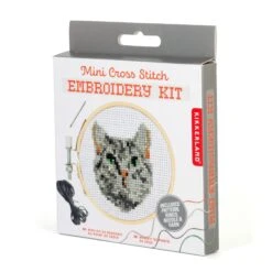 KIKKERLAND Mini CrossStitch Embroidery Kit Cat 8 KIKKERLAND Mini CrossStitch Embroidery Kit Cat -Kikkerland GG239 PKG1