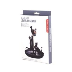KIKKERLAND Cat Jewelry Stand -Kikkerland JK14 Cat Jewelry Stand BLACK 3Q pkg