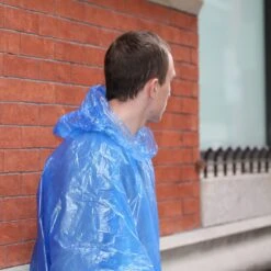 KIKKERLAND Emergency Rain Ponchos 19 KIKKERLAND Emergency Rain Ponchos -Kikkerland PO01 A Emergency Bike Poncho Blue Action