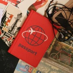 KIKKERLAND Red Jet Set Passport Case