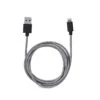 KIKKERLAND IPhone Lightning Black Cotton Braided Charging Cable -Kikkerland US113 BK Black Chevron Cotton Braided iPhone Charging Cable