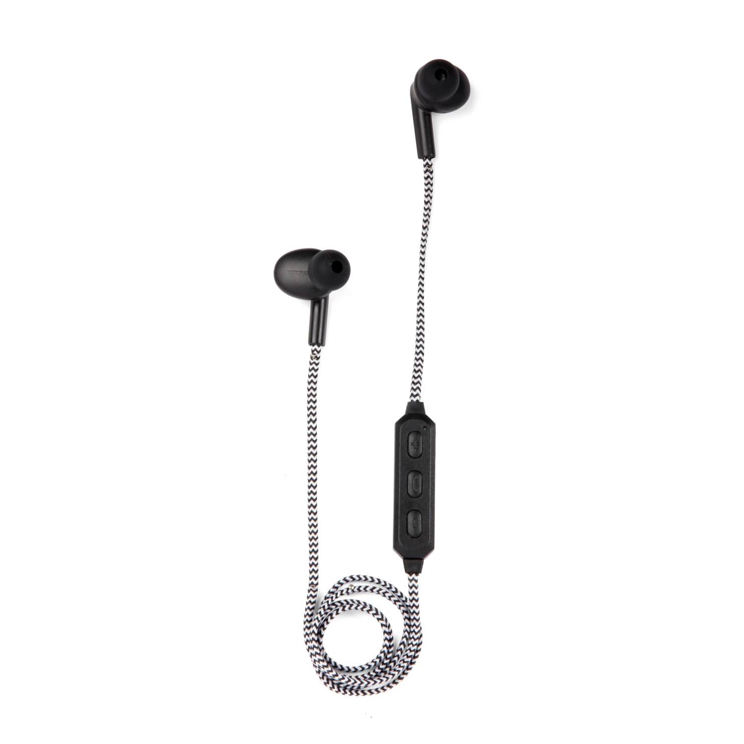 KIKKERLAND Black Cotton Braided Wireless Earbuds 3 KIKKERLAND Black Cotton Braided Wireless Earbuds
