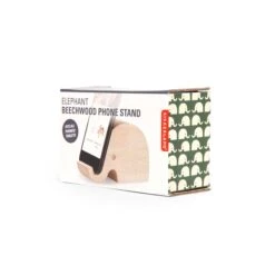 KIKKERLAND Elephant Beechwood Phone Stand -Kikkerland US182 pkg 3q