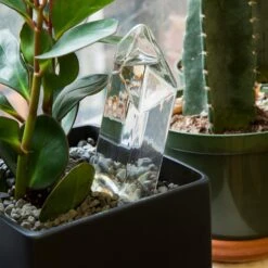 KIKKERLAND Water From A Crystal - Blown Glass Automatic Self Watering - Water Your Plants -Kikkerland WR02 WaterFromACrystal action 5
